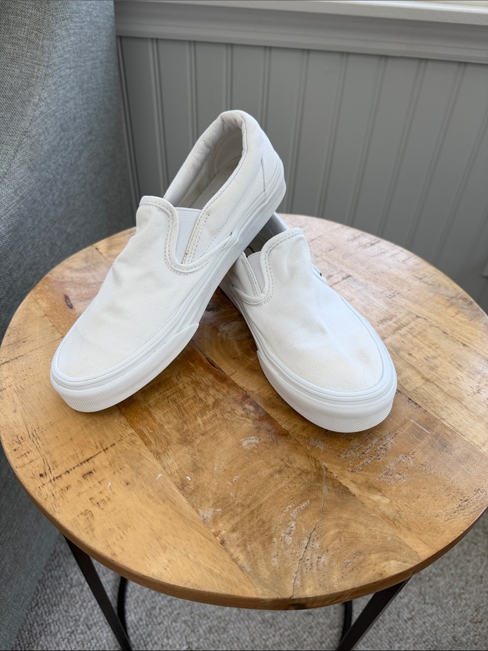 Classic Vans White Slip-On Canvas Sneakers